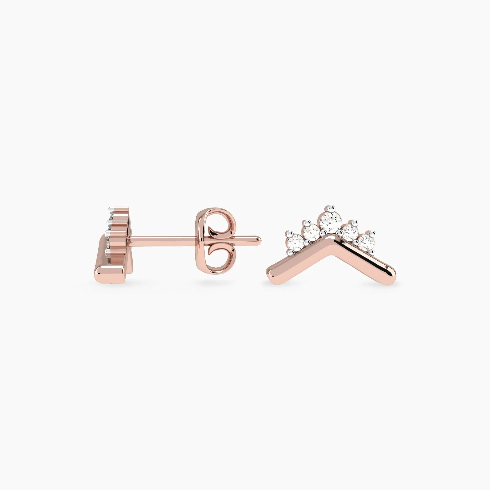 Rose Gold Tiara Diamond Stud Earring