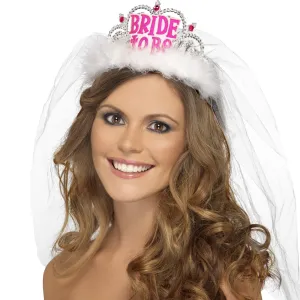 Silver Bride To Be Tiara with White Trim
