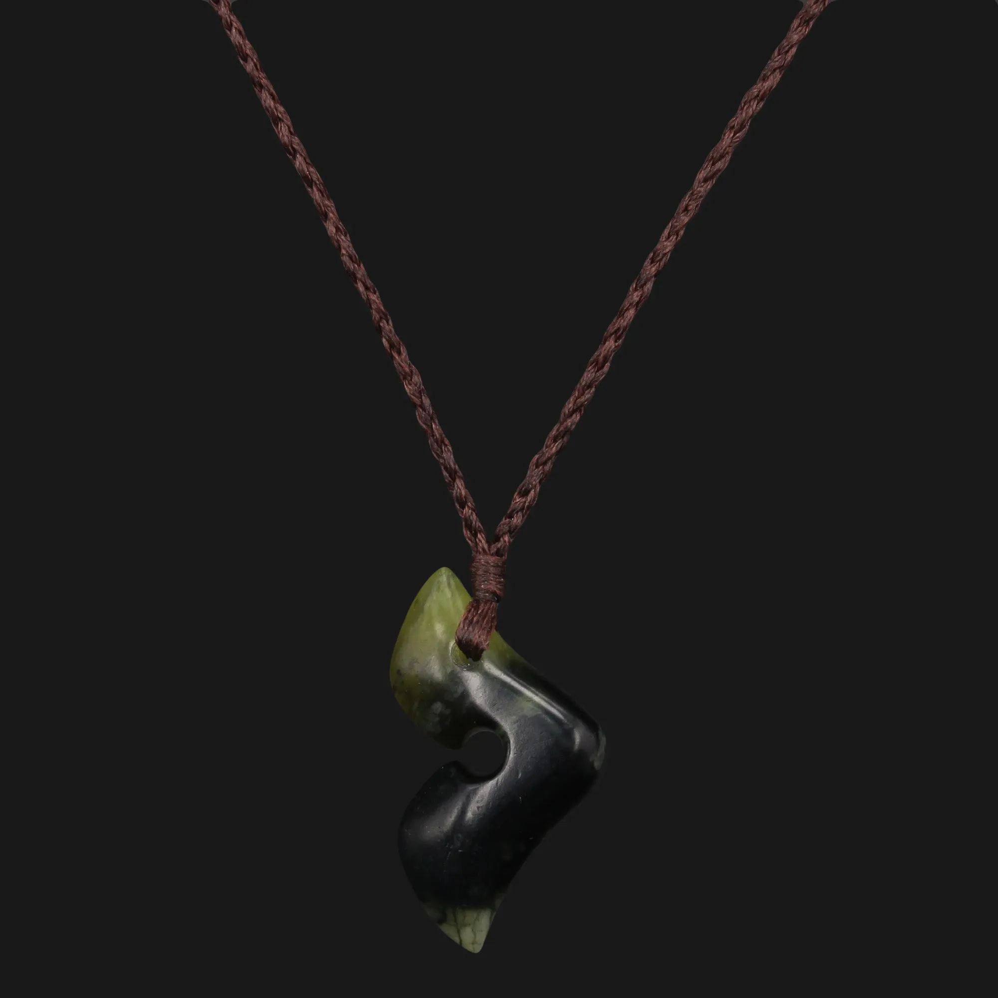 Stylish Adjustable Green Flower Jade Fishhook Necklace - Perfect for Any Look Maori Design Quality Craftsmanship Jewelry Hei Matau Necklace
