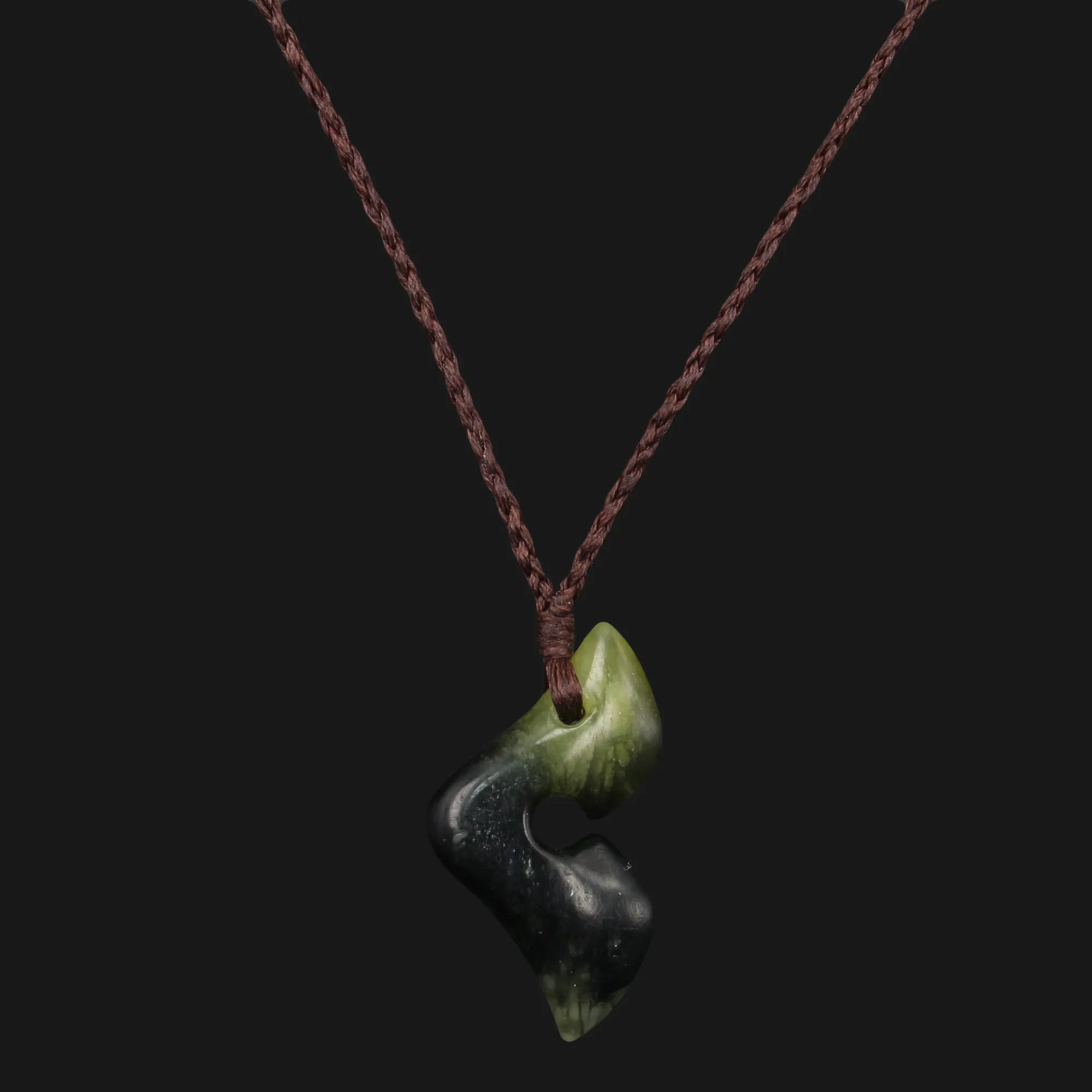 Stylish Adjustable Green Flower Jade Fishhook Necklace - Perfect for Any Look Maori Design Quality Craftsmanship Jewelry Hei Matau Necklace