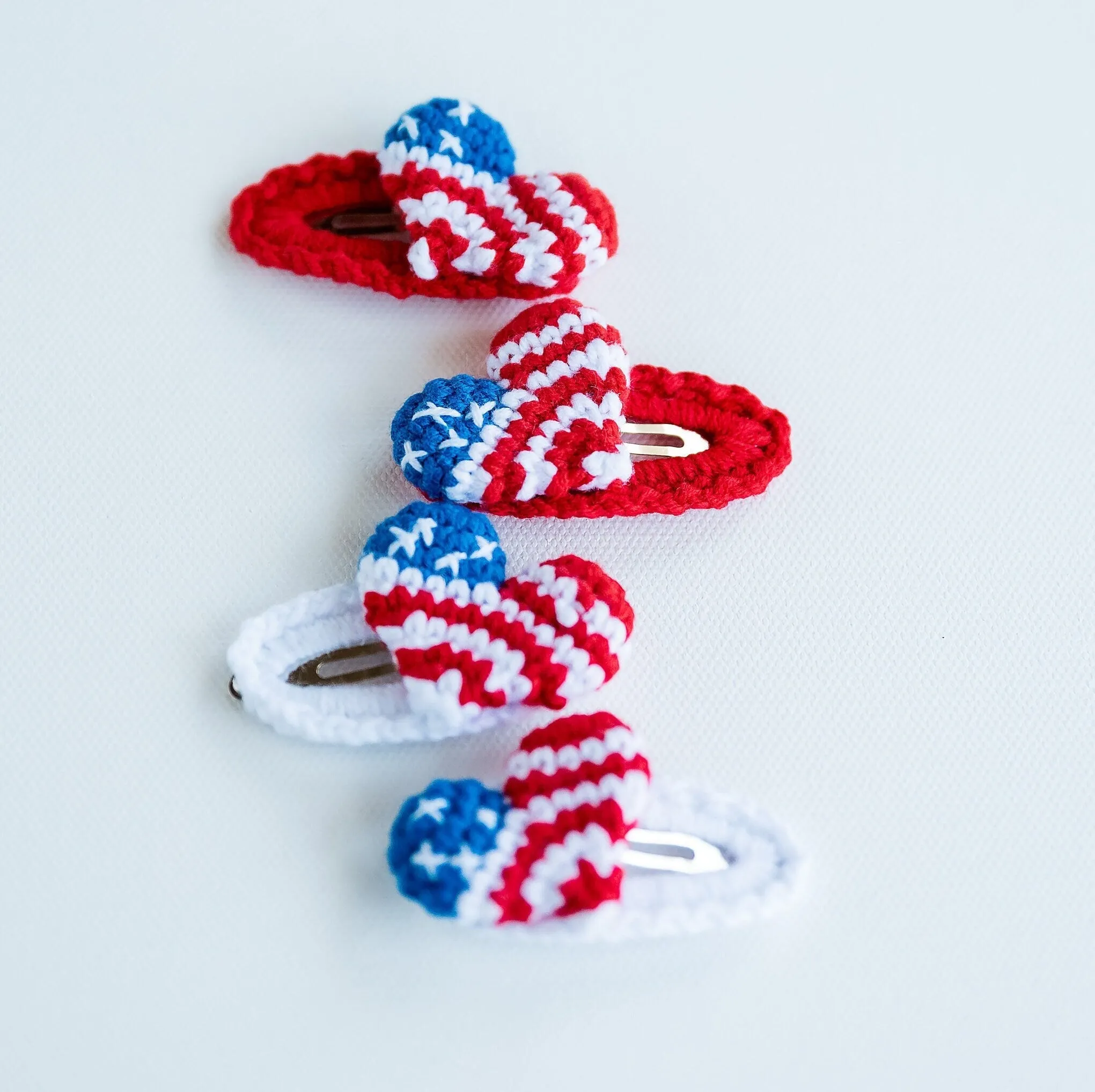 USA Flag Heart Hair Clips