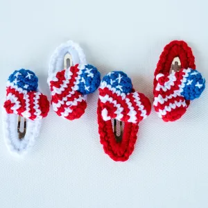 USA Flag Heart Hair Clips