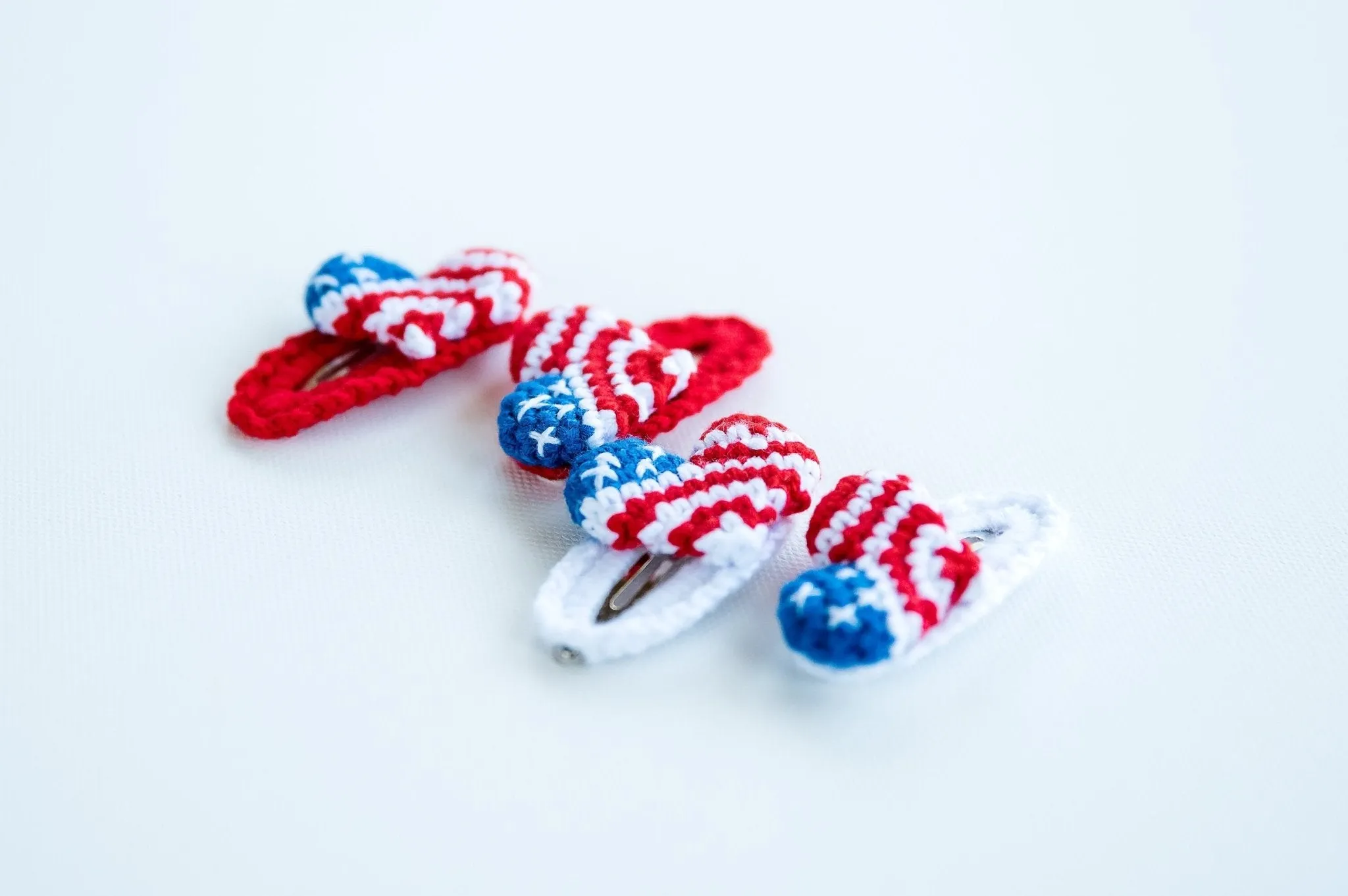 USA Flag Heart Hair Clips