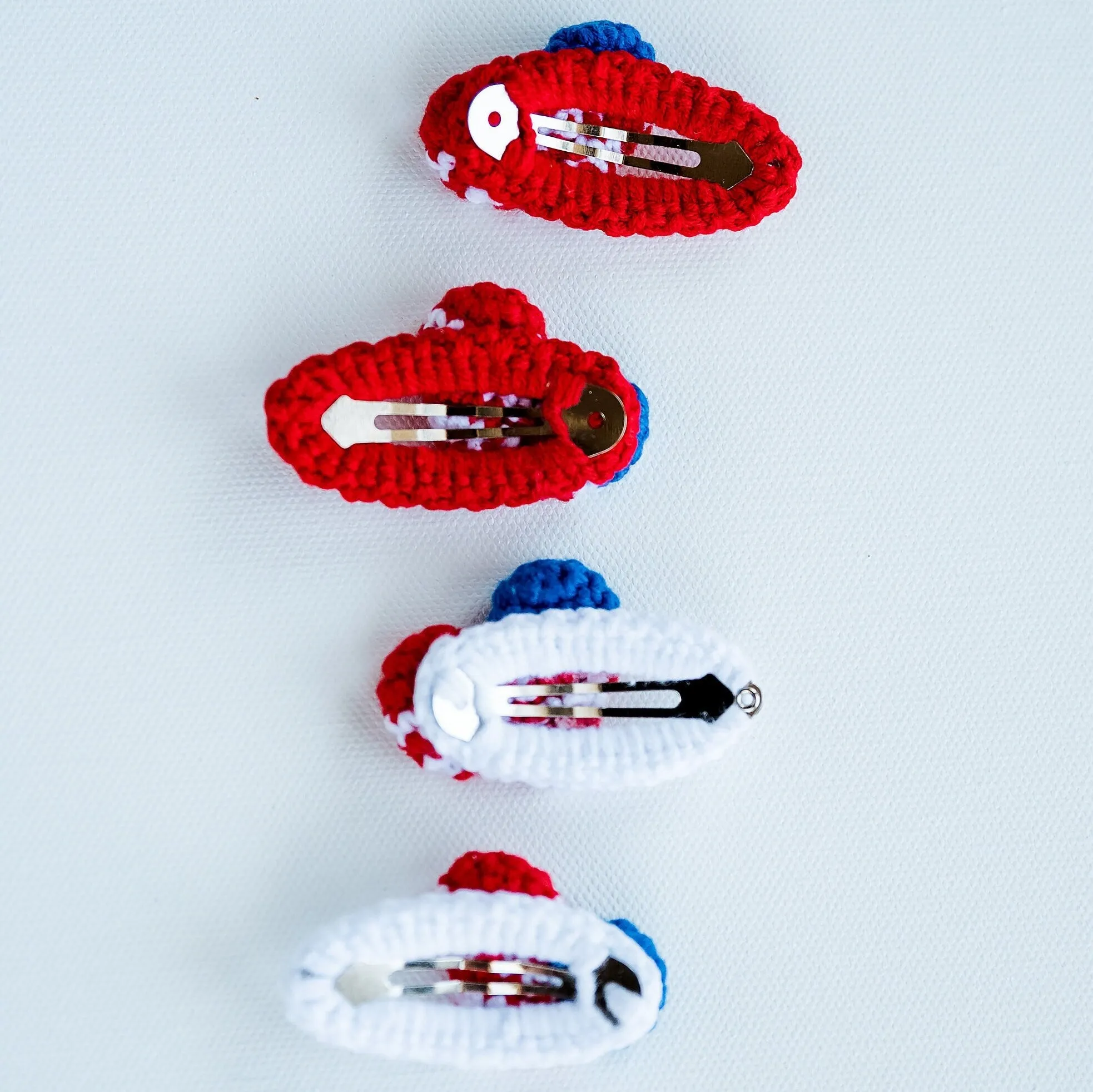USA Flag Heart Hair Clips