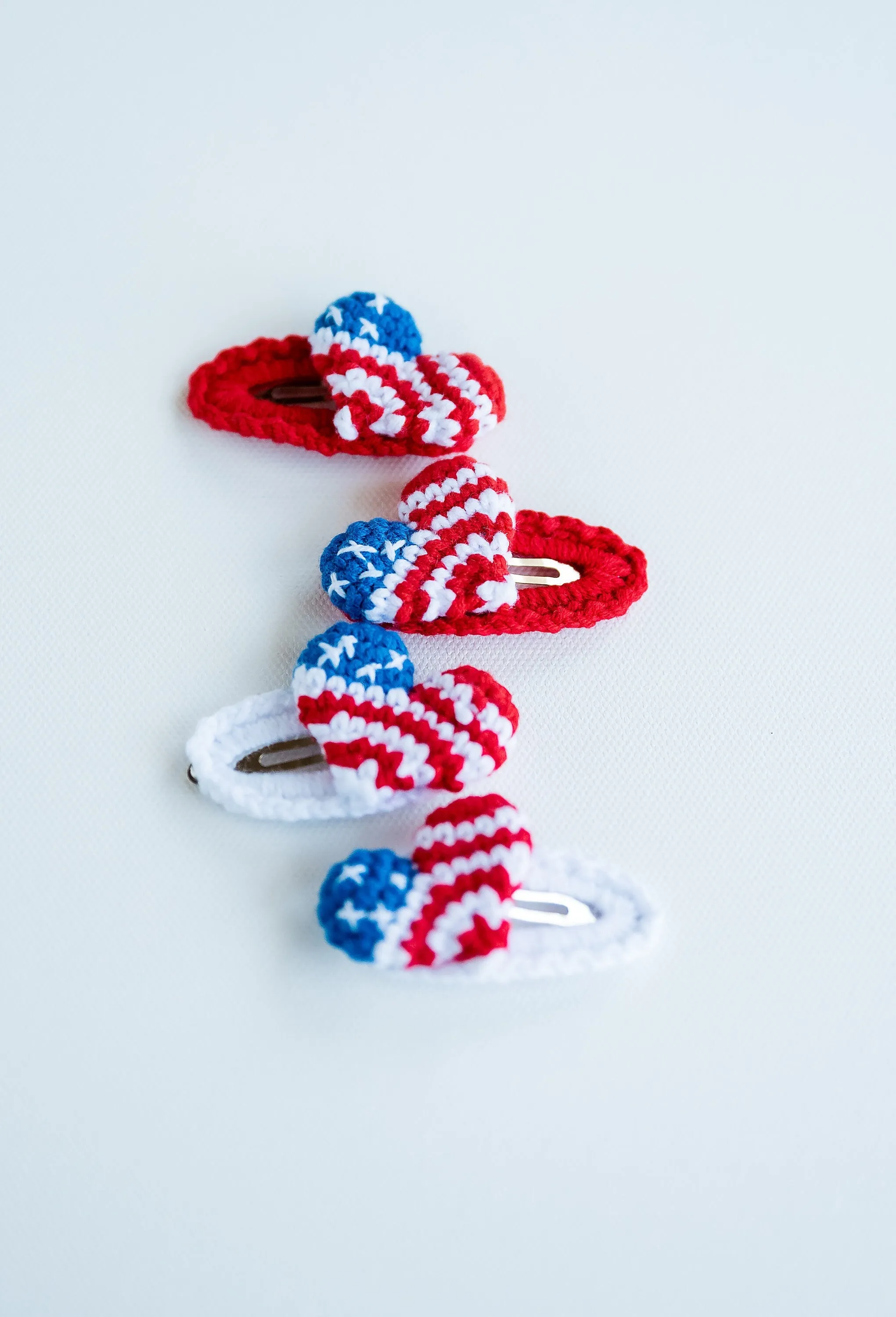 USA Flag Heart Hair Clips