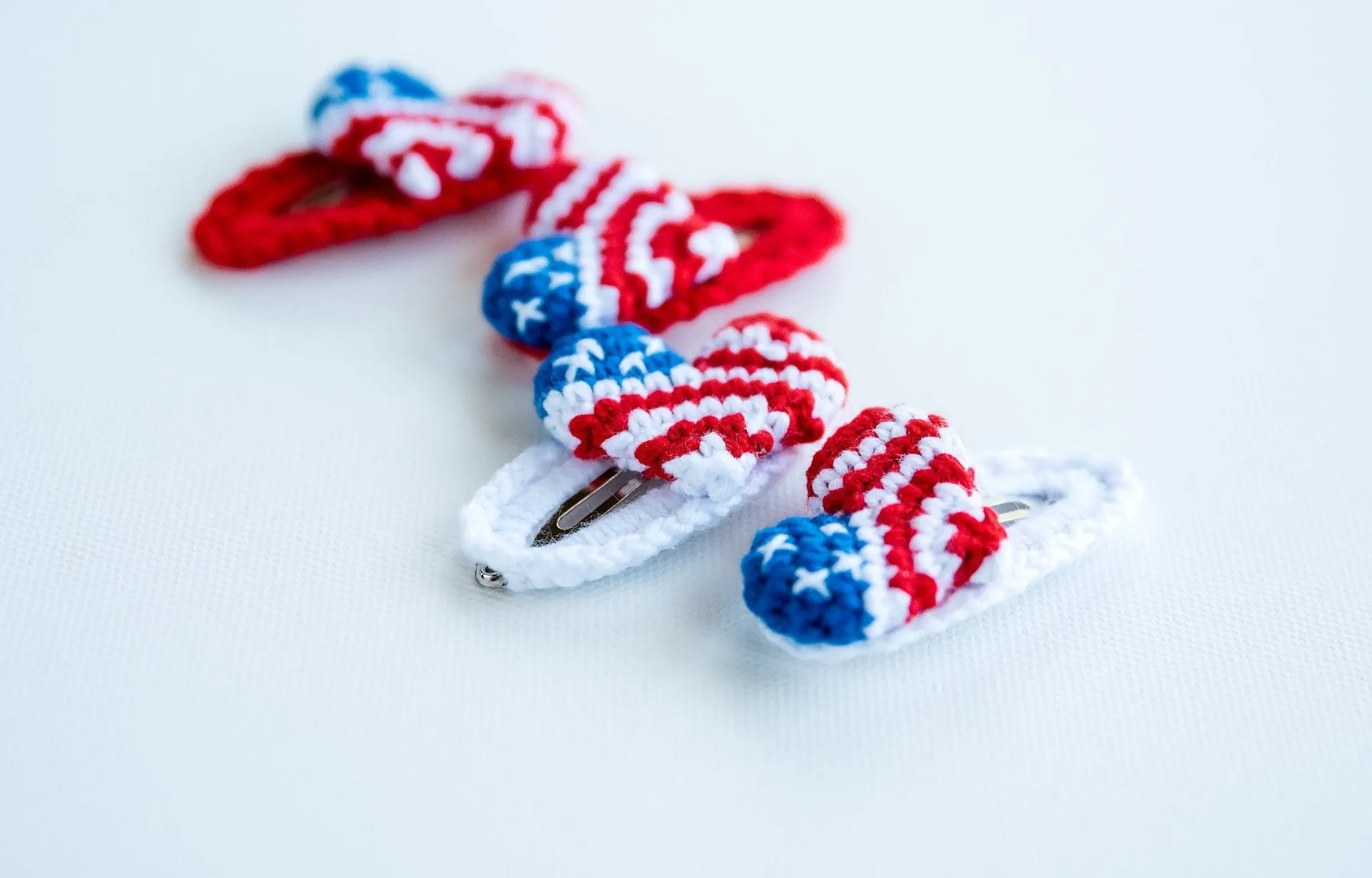 USA Flag Heart Hair Clips