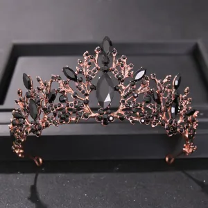 Vintage Rose Black Crystal Tiara Crown Seven Color Variations